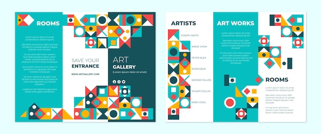 Free vector flat mosaic trifold brochure template
