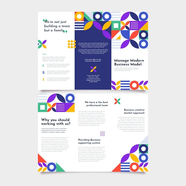 Free vector flat mosaic trifold brochure template