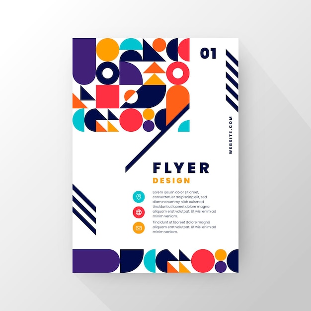 Flat mosaic vertical flyer template