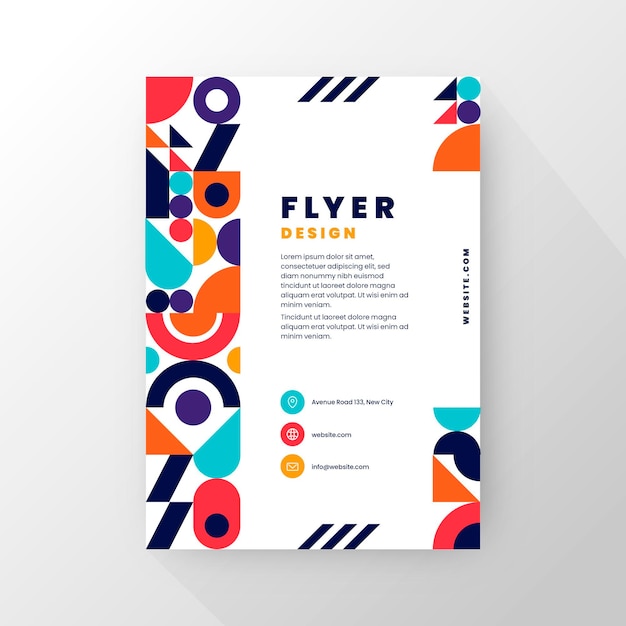 Flat mosaic vertical flyer template