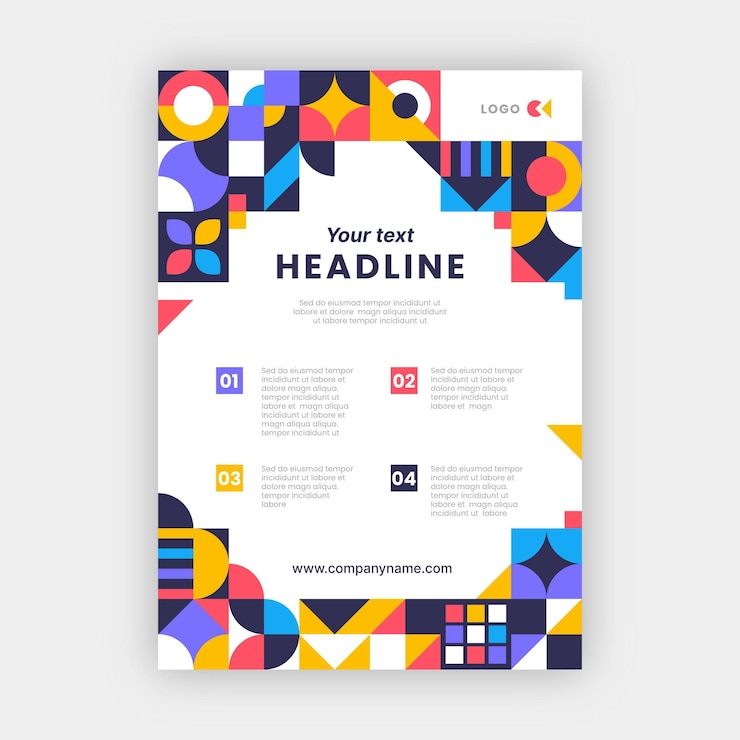 Free Vector flat mosaic vertical flyer template