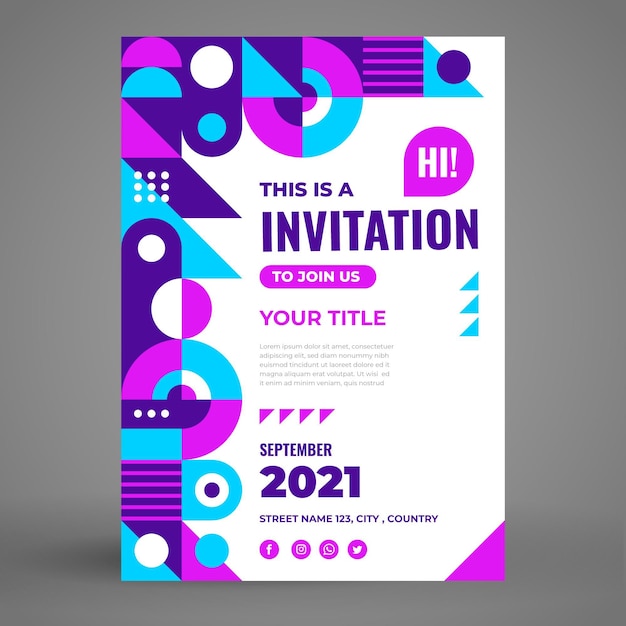 Free vector flat mosaic vertical invitation template