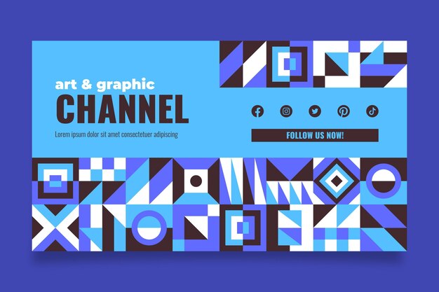 Flat mosaic youtube channel art template