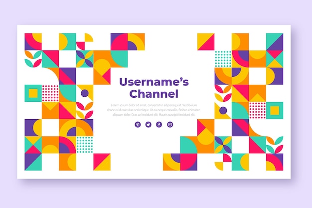 無料ベクター フラットモザイクyoutubeチャンネルアート