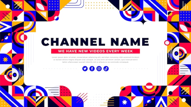 Free vector flat mosaic youtube channel art