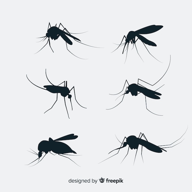 Free vector flat mosquito silhouette set