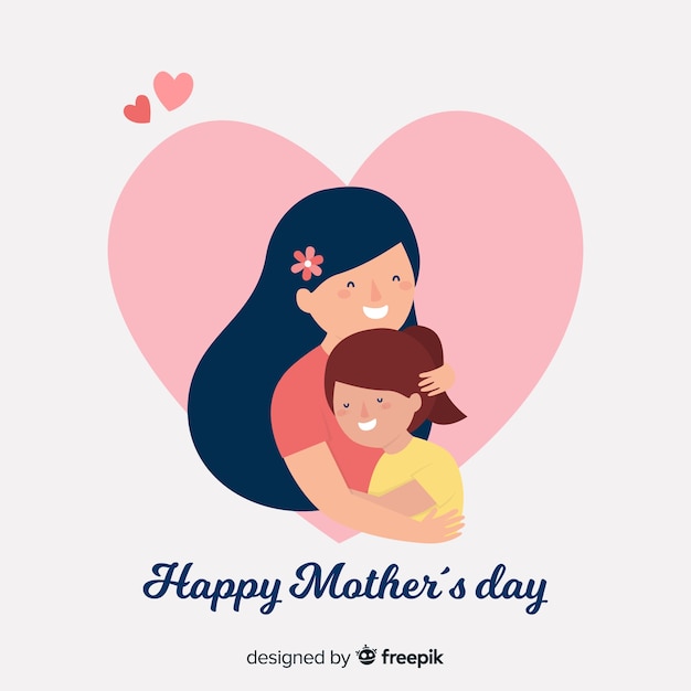 Flat mother and daughter mother's day background