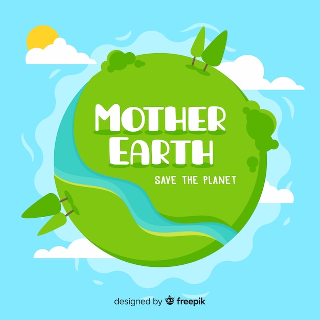 無料ベクター 平らな母なる地球の日の背景
