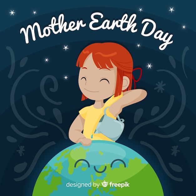 Бесплатное векторное изображение Плоский день матери-земли