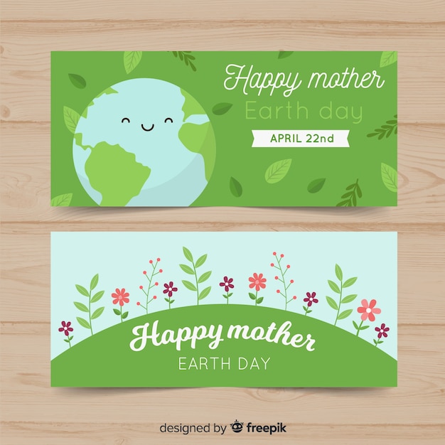 Flat mother earth day banner