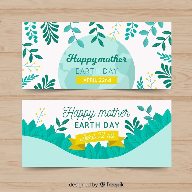 Flat mother earth day banner