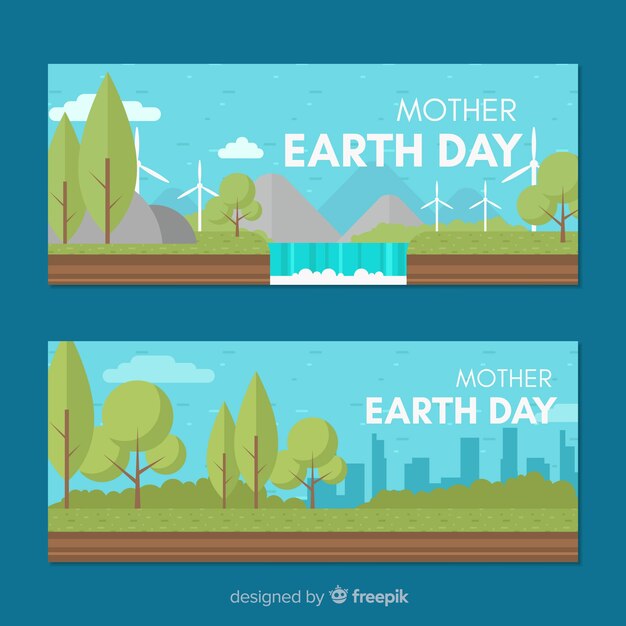 Flat mother earth day banner