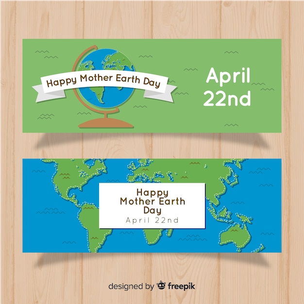 Flat mother earth day banner