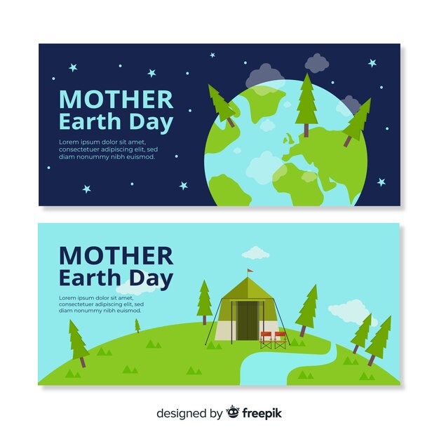 Flat mother earth day banner 