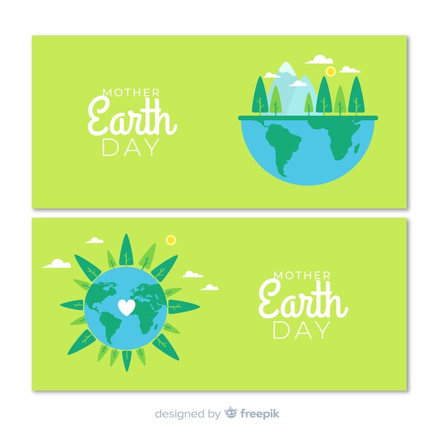 Flat mother earth day banner