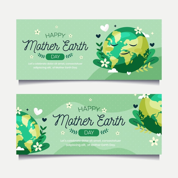 Flat mother earth day banners collection