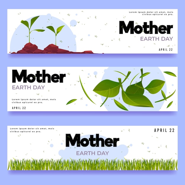 Flat mother earth day banners set