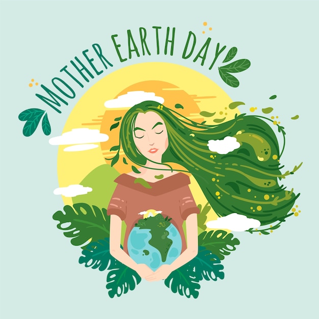 Flat mother earth day illustration