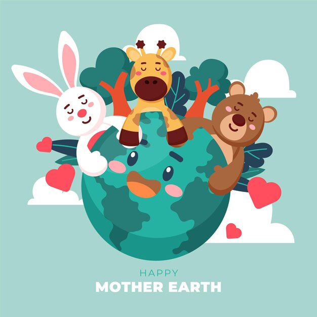 Flat mother earth day illustration