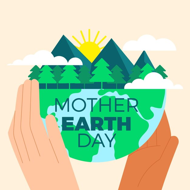 Flat mother earth day illustration