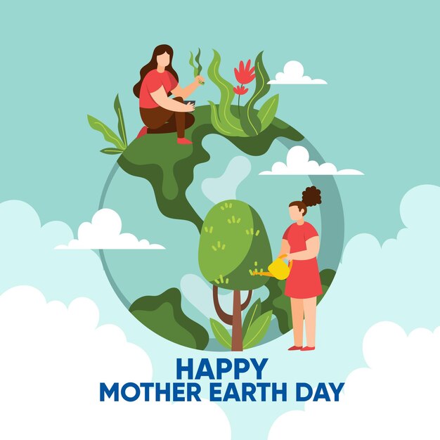 Flat mother earth day illustration