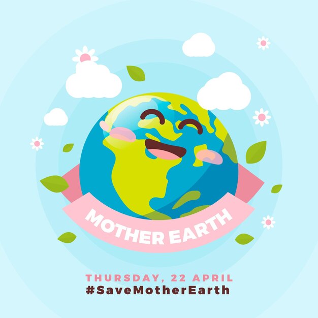 Flat mother earth day illustration