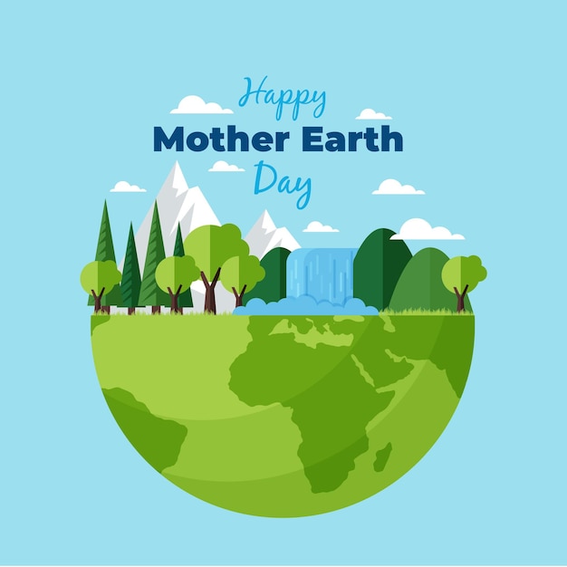 Flat mother earth day illustration