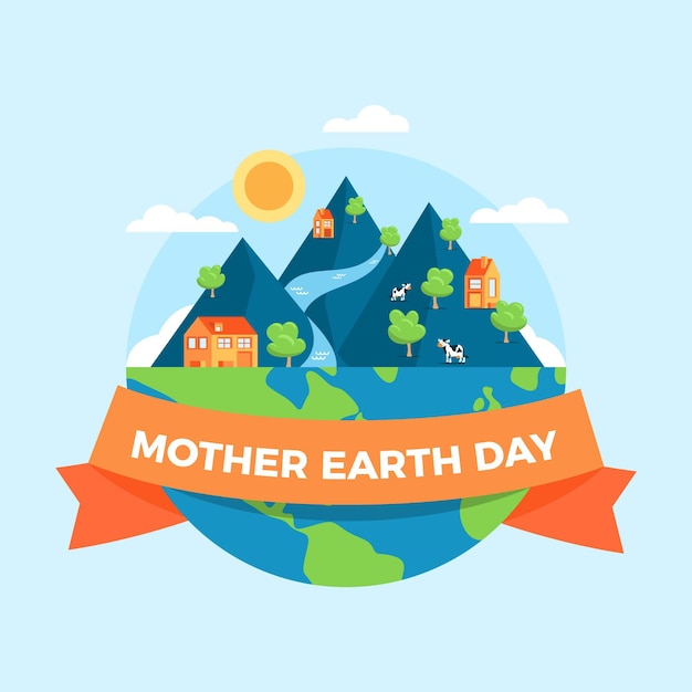 Flat mother earth day illustration