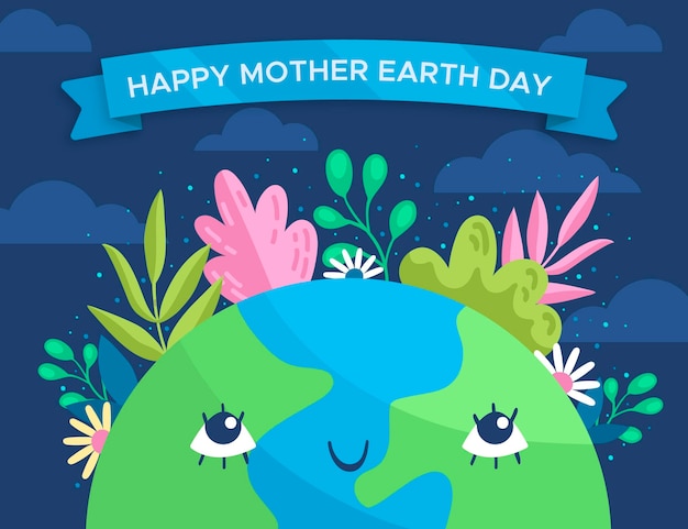 Flat mother earth day illustration