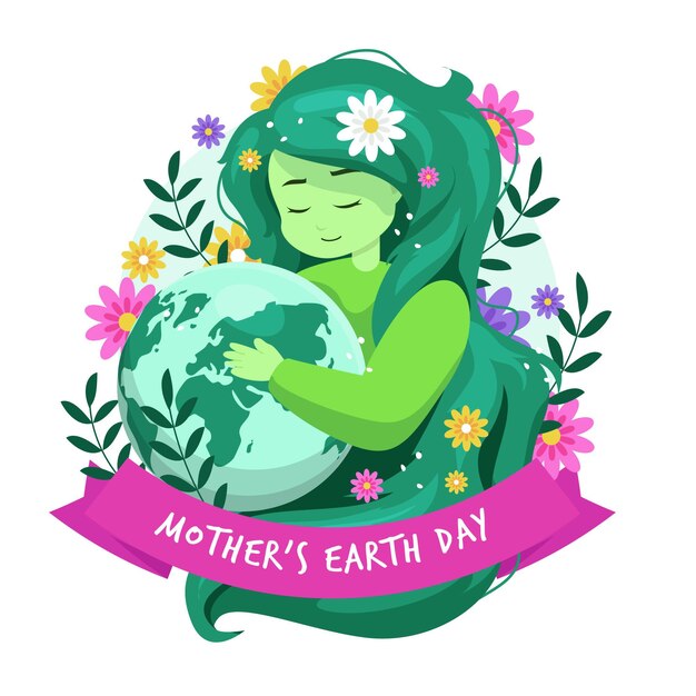 Flat mother earth day illustration