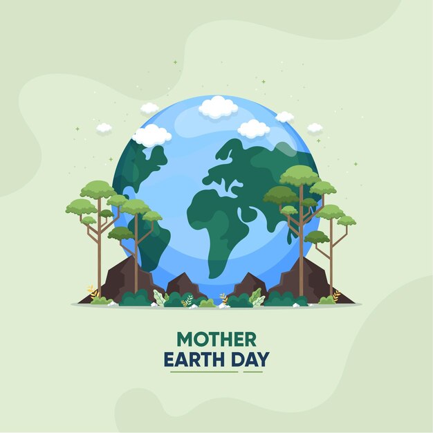 Flat mother earth day illustration