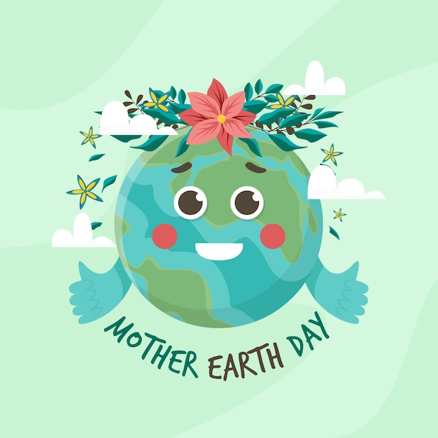 Flat mother earth day illustration