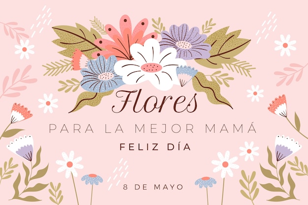 Free vector flat mother's day background in spanish