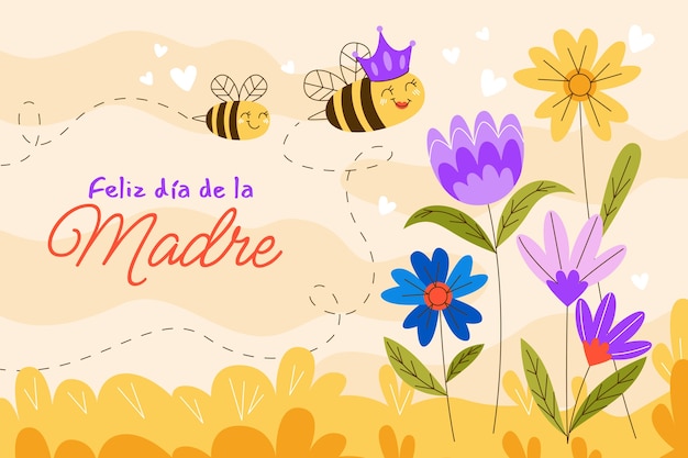 Free vector flat mother's day background in spanish