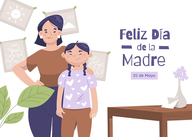 Free vector flat mother's day background in spanish