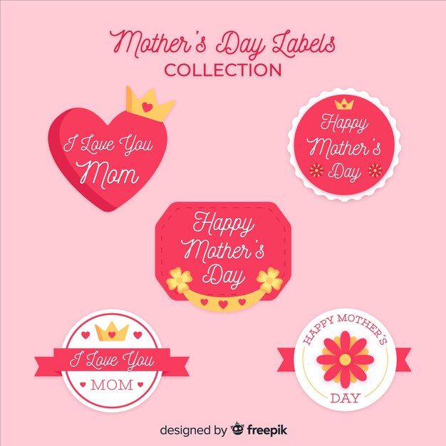 Free vector flat mother's day badge collection