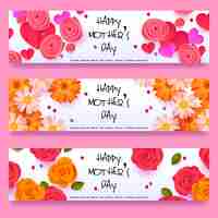 Free vector flat mother's day banner set