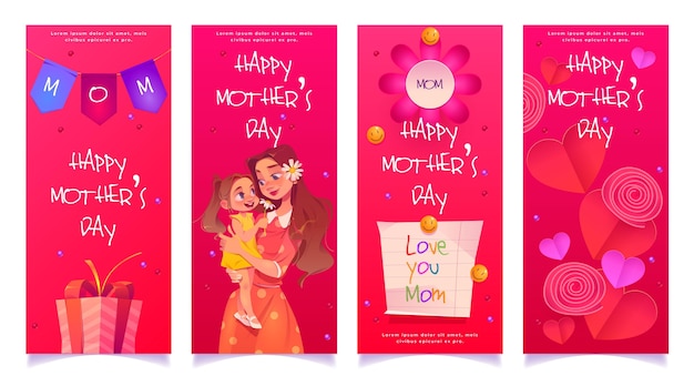 Flat mother's day banner set