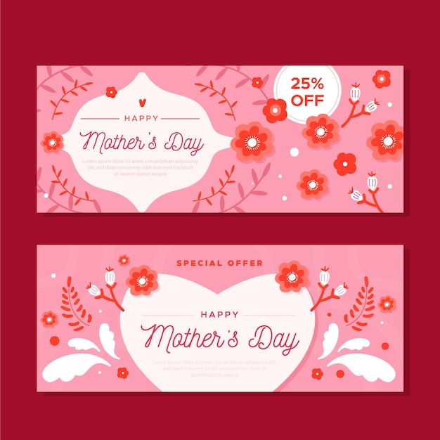 Free Vector flat mother's day banners concept