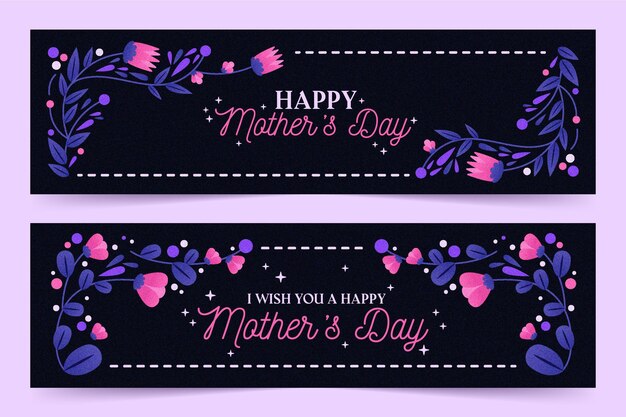 Flat mother's day banners set