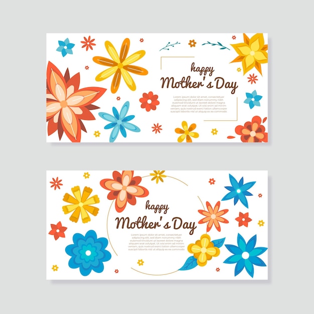 Flat mother's day banners set