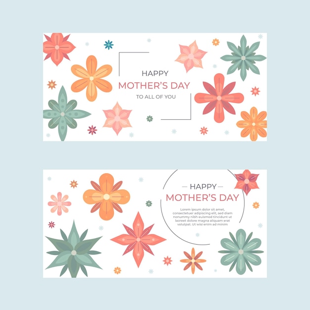 Flat mother's day banners set