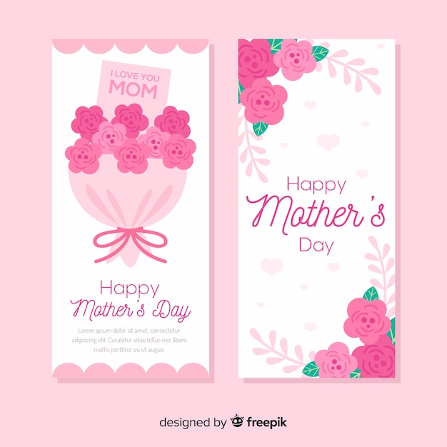 Free vector flat mother's day banners