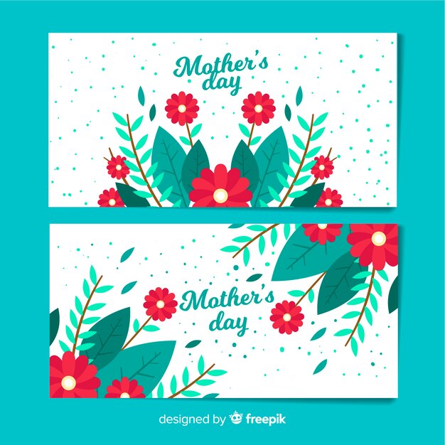 Flat mother's day banners