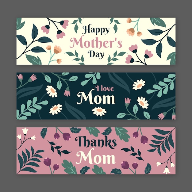 Flat mother's day banners