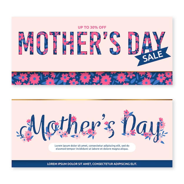 Free vector flat mother's day banners