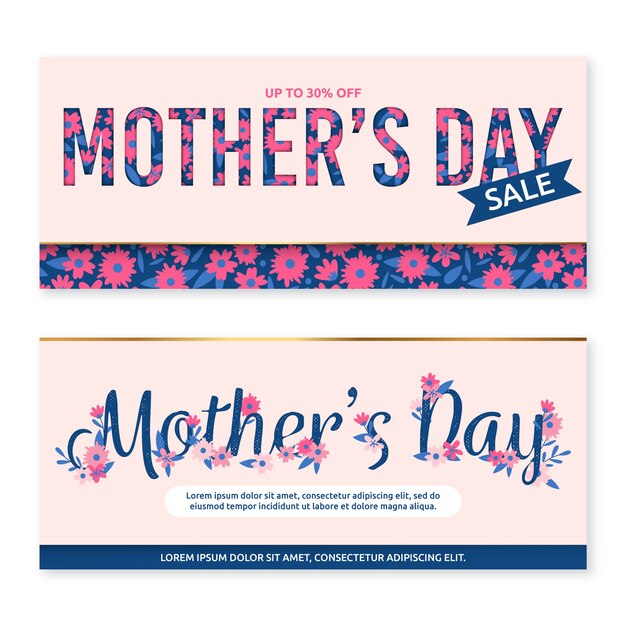 Flat mother's day banners