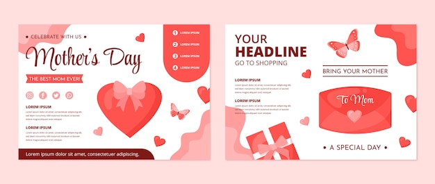 Free vector flat mother's day brochure template