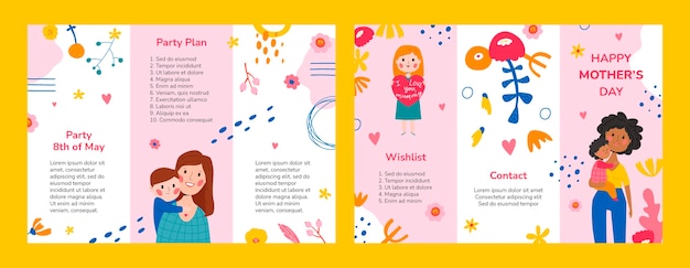 Flat mother's day brochure template