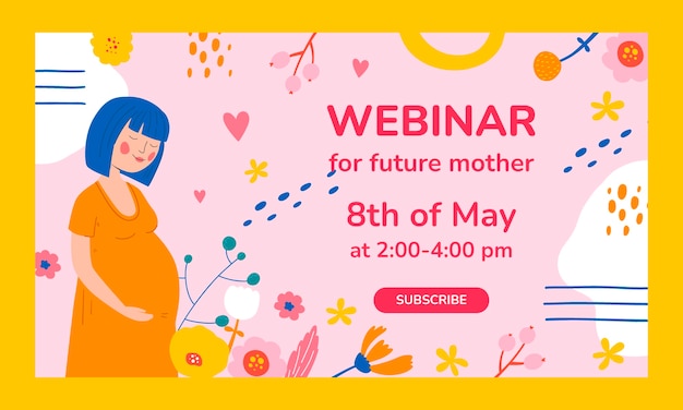 Flat mother's day horizontal banner template